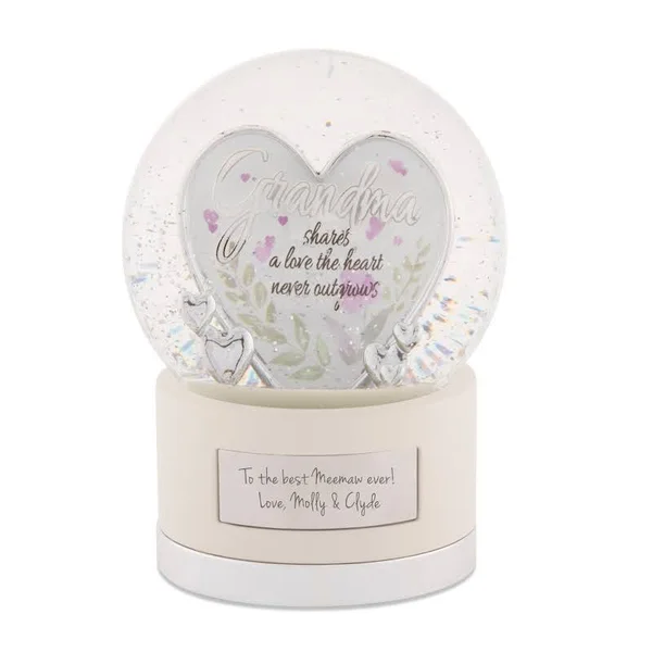 Silver Grandma Heart Snow Globe