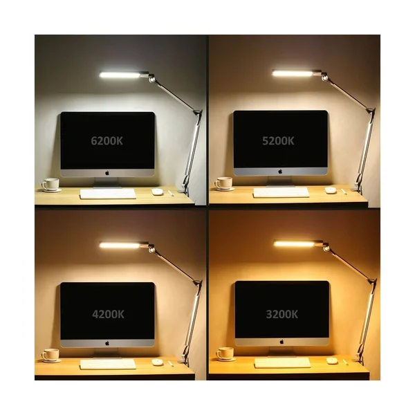 BYB E430 Metal Architect LED Desk Lamp, Swing Arm Task Lamp with CLAMP, Eye-Care