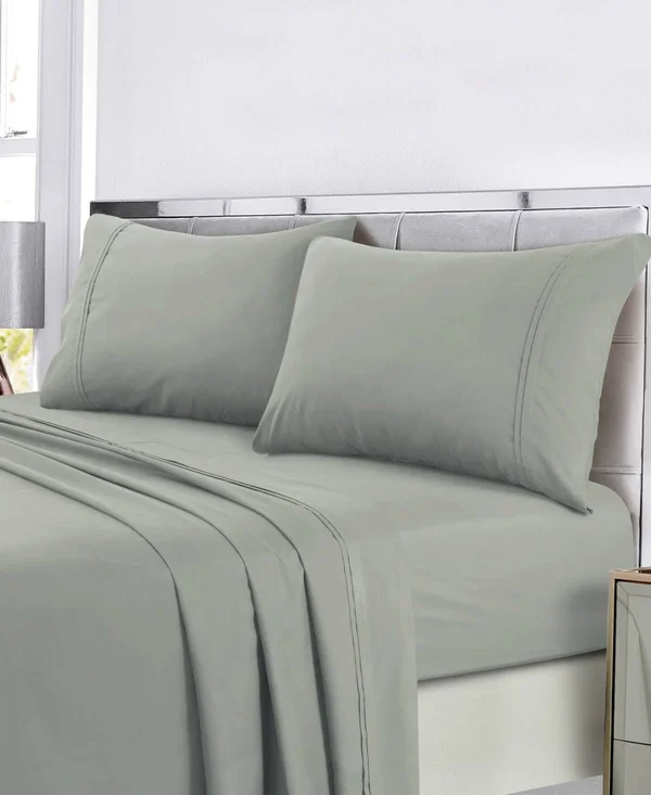 Tribeca Living Super Soft Solid Easy-Care Extra Deep Pocket Sheet Set - Light/Pastel Grey - California King