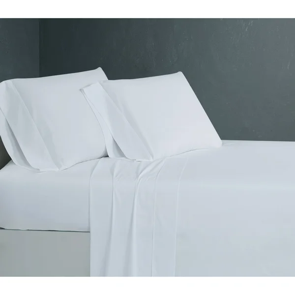 Sean John Solid Cotton Percale Sheet Set - King - White