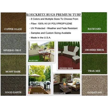 8'x14' Good Earth -Artificial Turf Grass Indoor Outdoor Area Rug Carpet Runners with A Premium Fabric Finished Edges - Size: 8' x