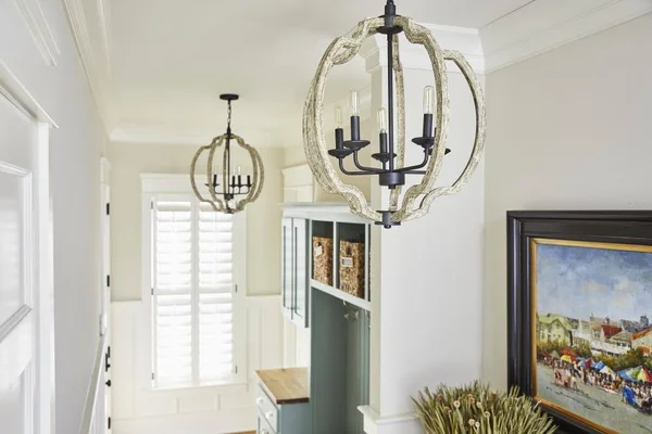Quoizel Castleton Weathered Black with Faux Light Distressed Wood Farmhouse Geometric Medium (10-22-in) Pendant Light - LWS4314A