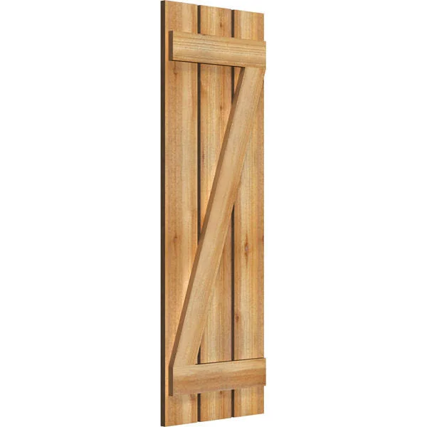 17 1/8x22W x 49x22H TimberCraft Three 5 3/8x22 Boards Spaced Board-n-Batten Shutters w/Z-Bar, Rough Sawn Western Red Cedar (Per